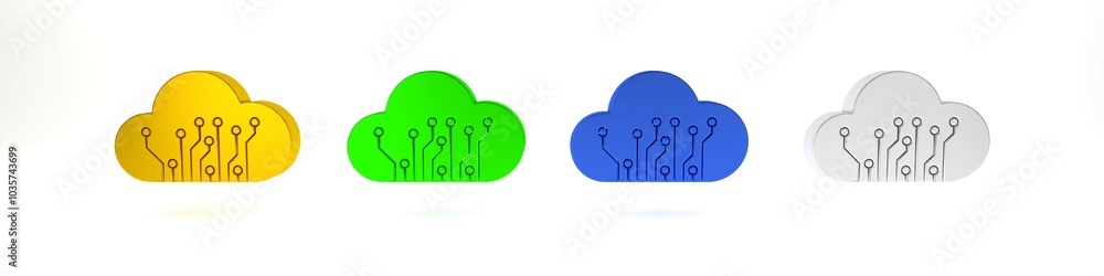 Poster colorful internet of things icon isolated on white background. cloud computing design concept. digit