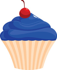 Cupcake with blue icing, showing the concept of sweet food