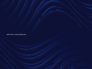 Abstract blue glowing wave lines on dark blue background. Modern shiny gradient blue futuristic pattern. Futuristic technology concept, suitable for covers, posters, banners, brochures, websites, etc.