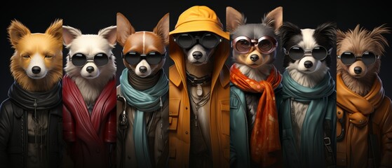 Fototapeta premium Stylish Pets Dressed for a Fun Day Out