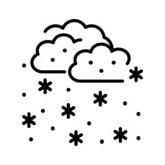 Snowy weather forecast color line icon. Vector illustration