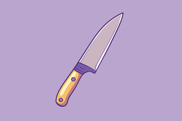 Floating Knife Cartoon Vector Icon Illustration Food Object Icon Concept Isolated Vector on color background