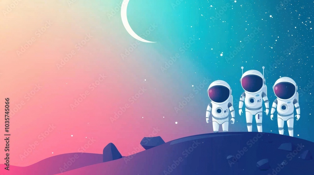 Poster ai robots exploring space with astronauts