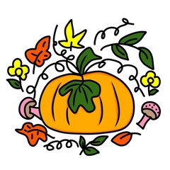 halloween pumpkin with leaves