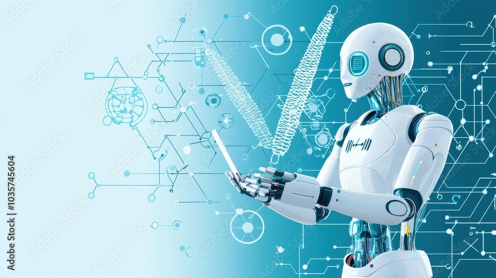 Poster ai-powered robot in medical lab simulation