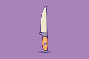 Floating Knife Cartoon Vector Icon Illustration Food Object Icon Concept Isolated Vector on color background