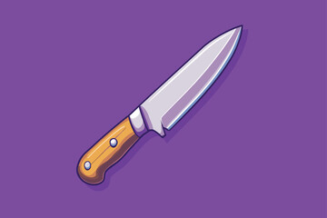 Floating Knife Cartoon Vector Icon Illustration Food Object Icon Concept Isolated Vector on color background