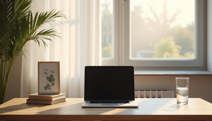 Minimalist Home Office: Laptop and Window View
