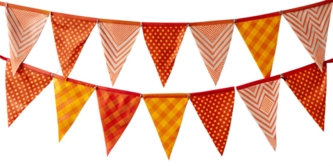 orange and red party flags for decoration and covering on the white background.AI GENERATED