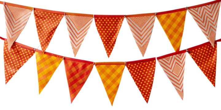 orange and red party flags for decoration and covering on the white background.AI GENERATED - Powered by Adobe