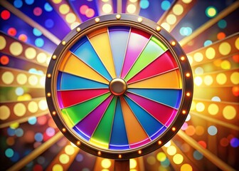 Isolated Colorful Game Show Wheel with Bokeh Effect for Vibrant Entertainment Themes