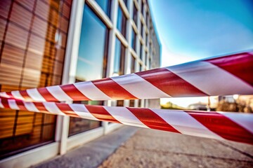 Isolated Red and White Caution Tape for Architectural Safety Photography