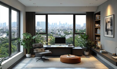 Modern Home Office View.