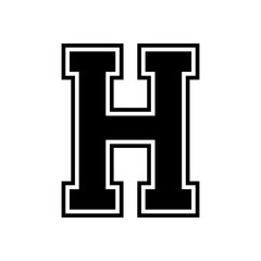 Letter H Vintage Varsity Letterman Minimalist College Logo Emblem Vector Illustration Design