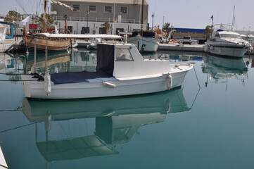 The Limassol Marina with yachts and beautiful buildings in Cyprus