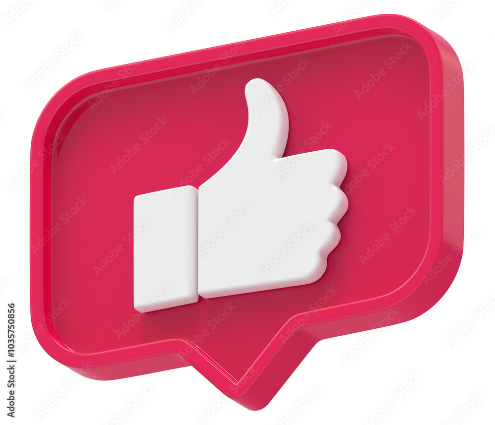 Poster 3d shape like social media notification rectangle icon isolated transparent background 3d rendering