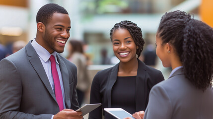 Business Colleagues Sharing a Laugh Over a Tablet