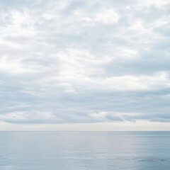 Serene Seascape with Calm Waters and Cloudy Sky   Minimalist Composition