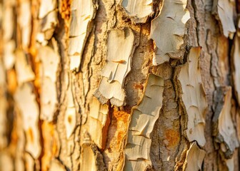 Naklejka premium Light-Colored Cracked Tree Bark with Natural Shadows and Textures for Fashion Photography Inspiration
