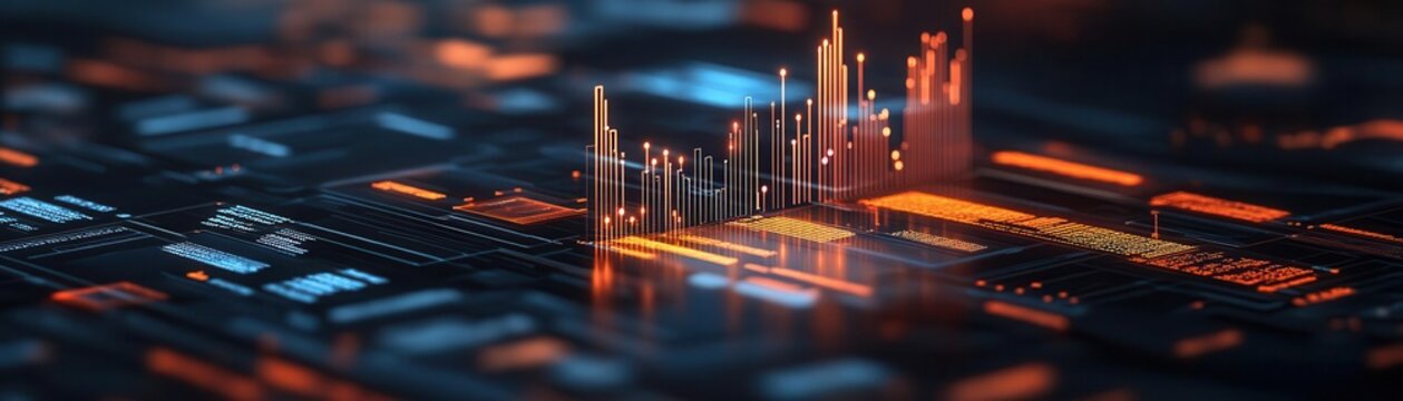 Realtime banking analytics with integrated fintech solutions, 3D illustration