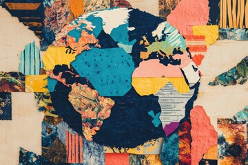 Fototapeta premium Earth Collage of Patterns. AI generated illustration.