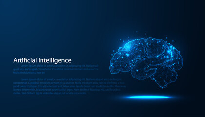 Obraz premium Futuristic Ai brain concept suitable for future technology artwork, blue background