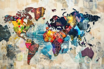 Earth Collage of Patterns. AI generated illustration.