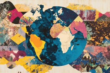 Fototapeta premium Earth Collage of Patterns. AI generated illustration.