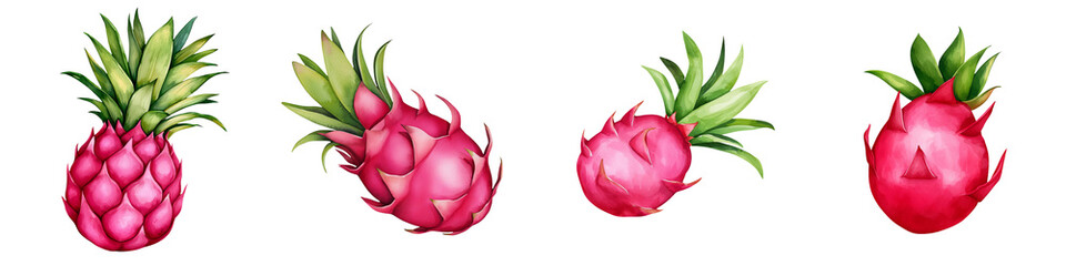 Colorful tropical pineapples on a white isolated background transparent background.