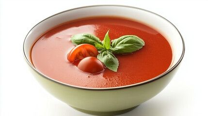 Traditional Spanish Gazpacho Soup on White Background