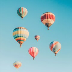 Obraz premium Colorful Hot Air Balloons Soaring through the Serene Azure Sky Embodying the Spirit of Adventure and
