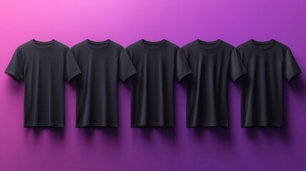 minimalistic black tshirt mockup displayed in 3d from multiple angles showcasing its versatility for various designs against a clean neutral backdrop that emphasizes its form and style