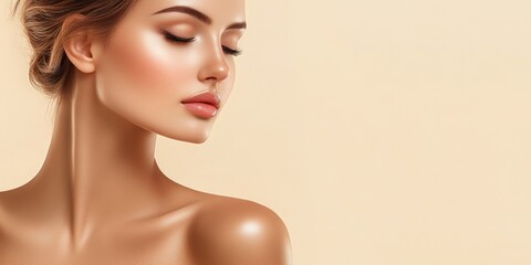 Naklejka premium Intimate Close-Up of Woman's Shoulder Against Simple Backdrop