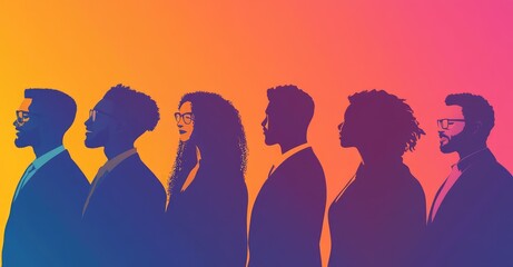 Diverse Business Silhouettes. AI generated illustration.