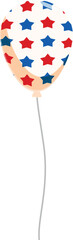 Single balloon with a patriotic red, white, and blue star design floats on a string