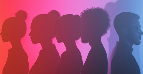Diverse Business Silhouettes. AI generated illustration.