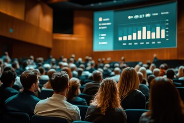Business Presentation in Auditorium. AI generated illustration.