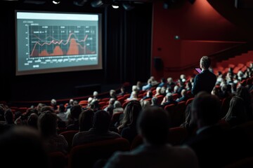 Business Presentation in Auditorium. AI generated illustration.