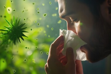 Cold Symptoms: Man Blowing Nose Into Tissue