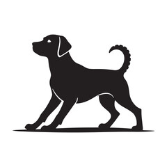 Standing pose Labrador Dog Silhouette, Bold Black Canine Design for Pet Themed Projects.