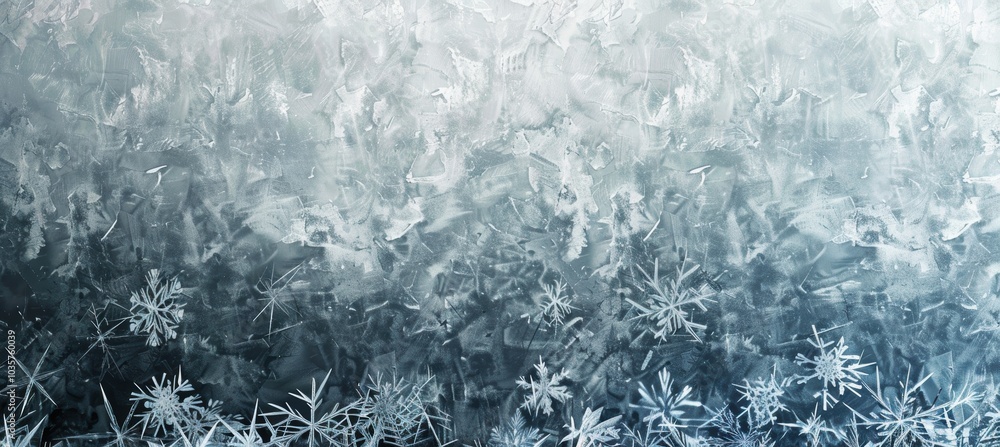 Poster modern abstract winter background with angular snowflake patterns in icy blue and grey for sleek des