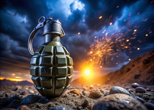 M67 Grenade on a Tactical Background - Military Equipment Photography