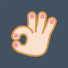Obraz premium Okay hand gesture in flat vector design.