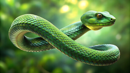 Fototapeta premium Green snake symbol of the year