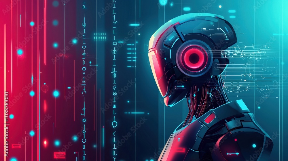 Poster humanoid robot with holographic data interaction
