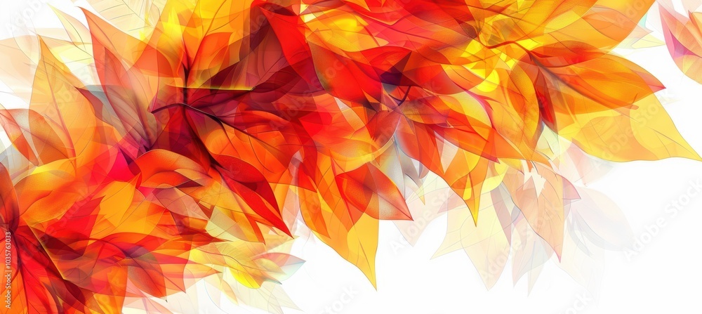 Poster modern autumn abstract with colorful angular leaves in bold geometric design for print and poster