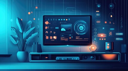 Modern Futuristic Home Theater Control Setup