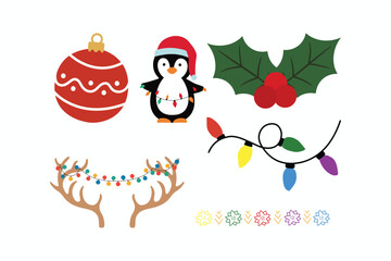 Christmas Festive Icons Illustration Set.