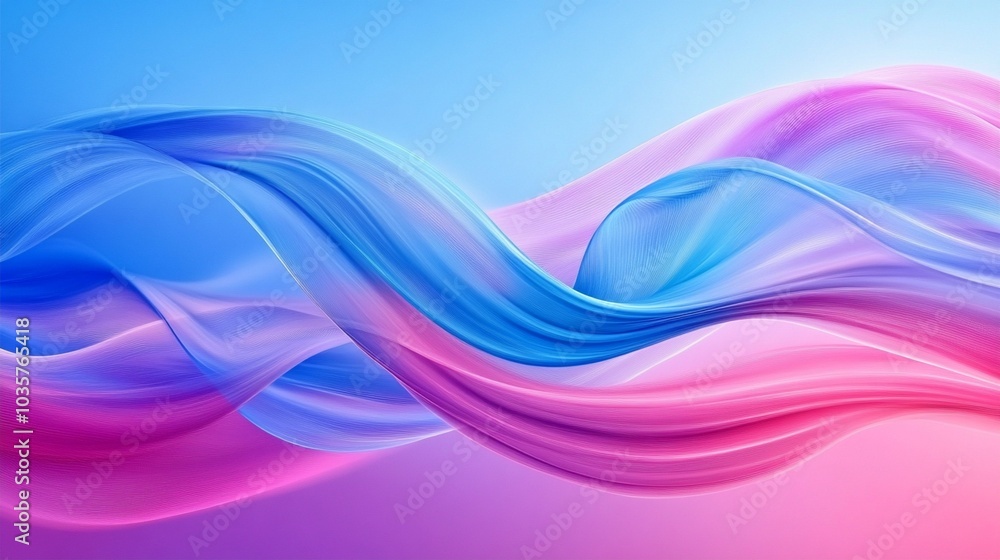 Aufkleber vibrant waves of blue and pink intertwine in a mesmerizing abstract design, creating a fluid and dyn