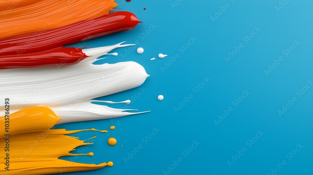 Poster vibrant design wallpaper featuring a dynamic composition of thick colorful brushstrokes and abstract